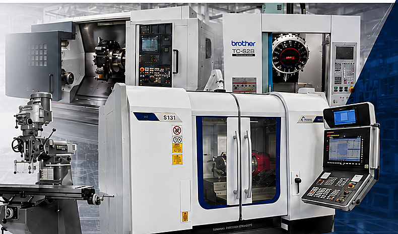 Stylized CNC machine repair equipment